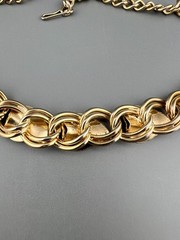 Vintage Collar Necklace Gold Tone Leaf Link Textured Layered Chunky Retro 16″