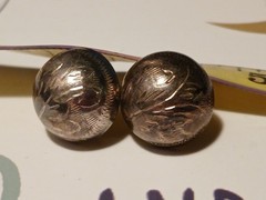Silver Earrings Pierced Post 925 Etched Stud Post Vintage Jewelry