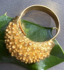 Vintage Cocktail Ring Estate Jewelry Pre-owned Sea Urchin Dome Gold Plated Sz 7