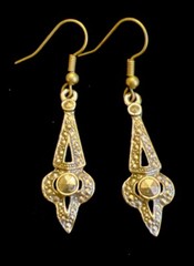 Vintage Dainty Silvertone Marcasite Dangle Drop French Wire Earrings 2” L