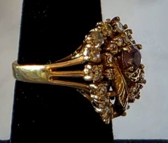 Vintage 14K HGE Amethyst Bling Cocktail Ring Size 7 Signed LIND