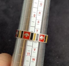 Vintage Mexican sterling silver enamel band ring stylized Thunderbird Design 10