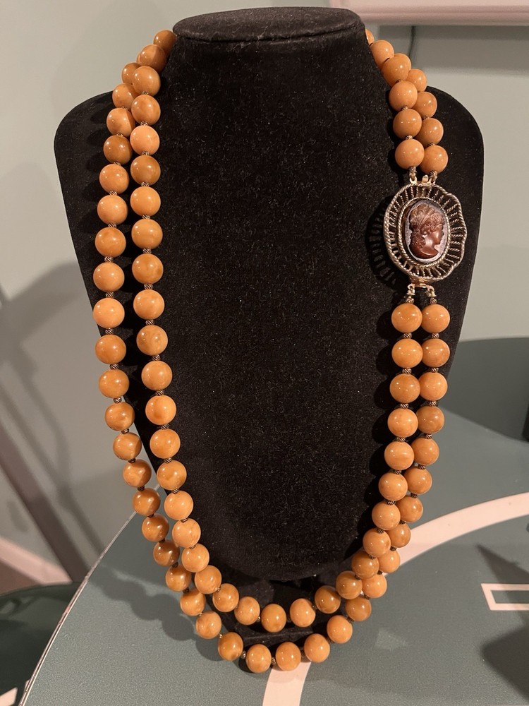 Vintage Bakelite Beads with Bakelite Cameo Necklace