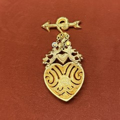 Vtg KIRKS FOLLY Angel Love Heart/Arrow with Rhinestones Charms Brooch