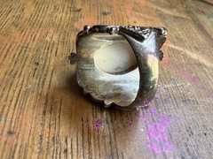 Vintage Sterling Silver 925 Large Pink Oval Stone Ring PTI Nepal