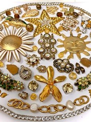 Lot Vintage & Modern Jewelry Parts Broken Repurpose Craft Rhinestones Harvest A