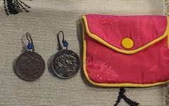 Vintage Japanese 100 Yen Earrings Coin Pierced Silver Colored Dangle Drop