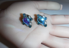 Vintage SORRELLI Aurora Borealis Crystal Pierced Earrings