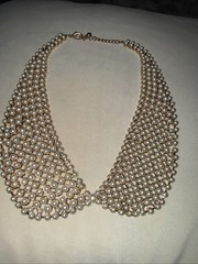 Vintage Faux Pearl Gold Beaded Rhinestone Collar Necklace