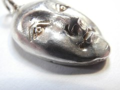 Modernist Vintage Sterling Silver 925 Necklace Pendant Art Bust Face Sculpture