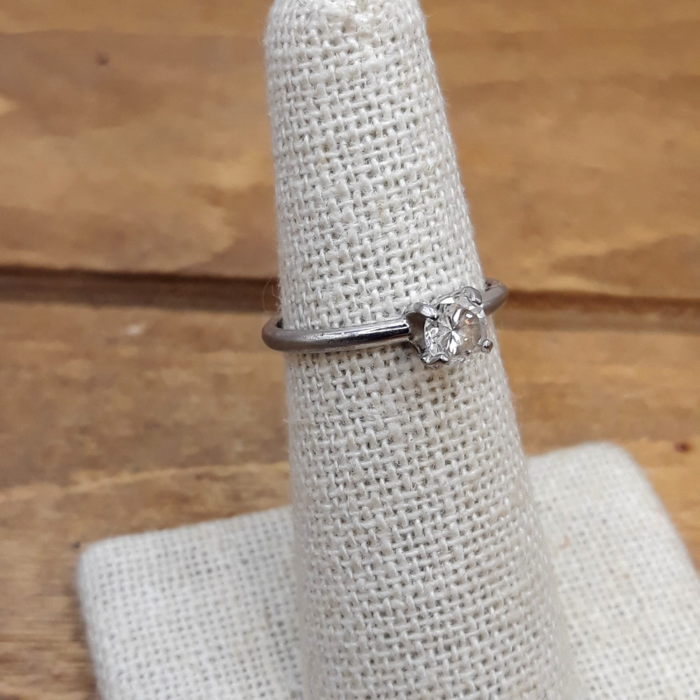 Vintage 1950s Unca’s CZ Sterling Silver Solitaire Band Sz. 6.5
