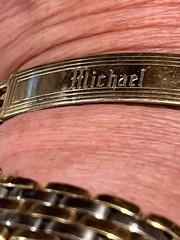 Michael Speidel 8” ID BRACELET ENGRAVED MICHAEL VINTAGE ! Gold Tone USA!