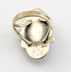 North South CSC Mexico Sterling Silver Turquoise Ring Vintage Old Pawn Size 7.75