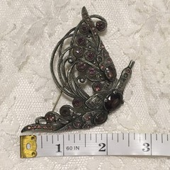 Vintage Pot Metal Art Deco Bird Brooch **4 Neck Stones Missing