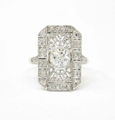3Ct Vintage Art Deco Style Lab Created Diamond Engagement 14K White Gold FN Ring
