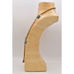 Accessocraft NYC Vintage Station Chain Necklace Turquoise Beaded Signed BinBE