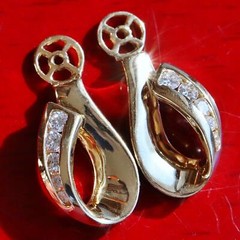 14k yellow gold earring jackets 0.42ct diamond vintage handmade 4.6gr N2864