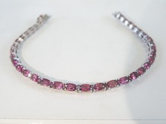 Sterling Silver 925 Rhodolite Pink Garnet Tennis Bracelet 8″