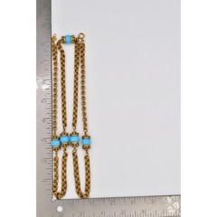 Accessocraft NYC Vintage Station Chain Necklace Turquoise Beaded Signed BinBE