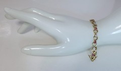 Sterling Ruby Open Heart Tennis Bracelet gold vermeil two tone Ross Simons