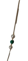 Vintage Necklace /Gold Tone- Faux Pearl and Faux Jade 1960’s / 32 In Length