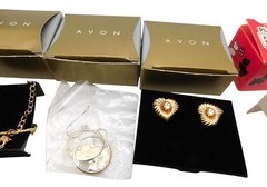 Lot of 5 Vintage Avon Jewelry Bracelets Earrings Keychain with Boxes 1990s 1980s