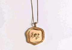 Vtg 70s Enamel Pendant Necklace Zodiac Symbol Cancer Signed ART Arthur Pepper