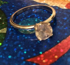 Uncas Mfg Co. Cubic Zirconia Solitaire Ring U with Arrow Mark 3/4″ Diameter