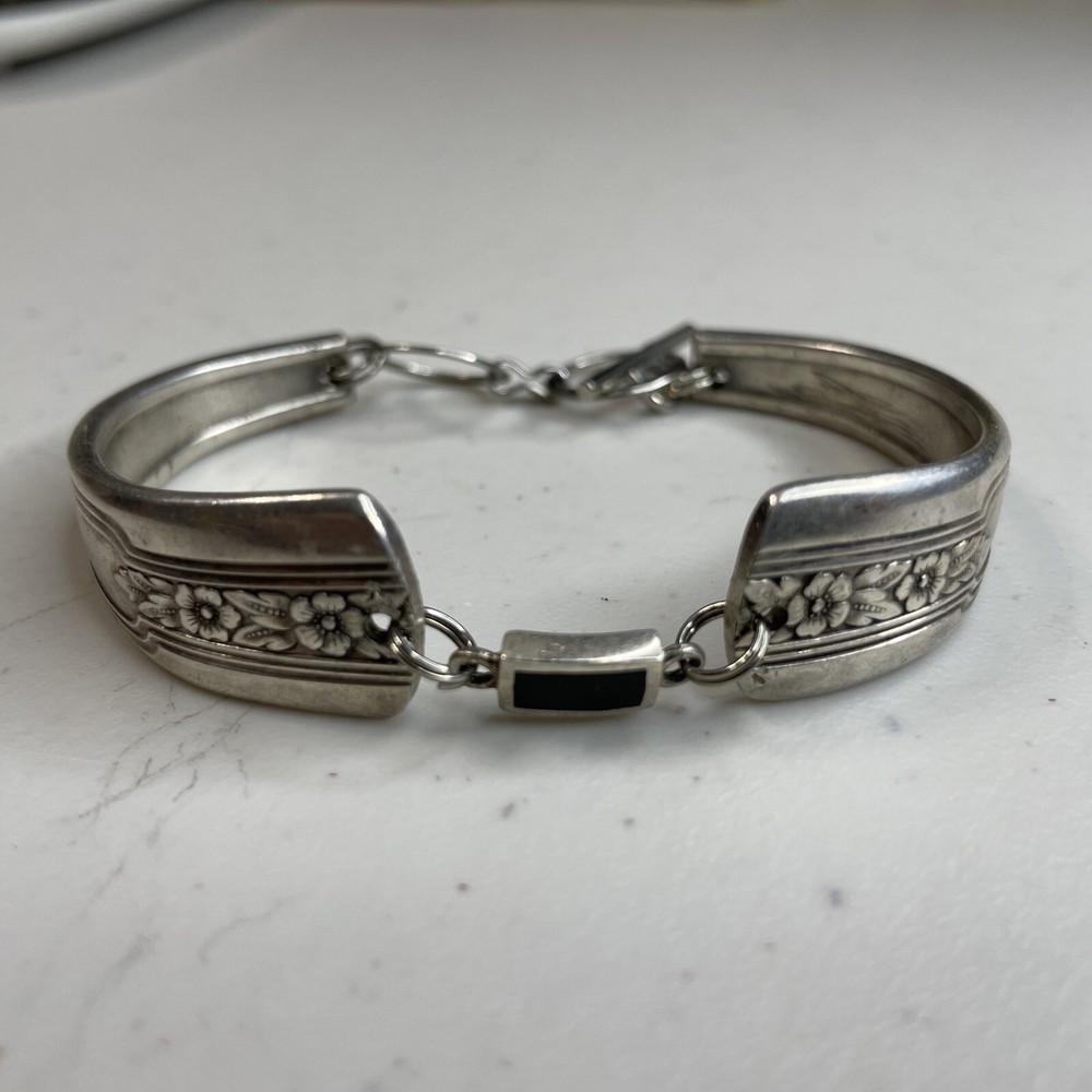 Estate Oneida Silversmith Spoon Bracelet Unique Homemade Silverplate Jewelry