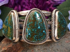 102 GRAM SPIDERWEB TURQUOISE STERLING ROPE SOUTHWESTERN NAVAJO STYLE BRACELET