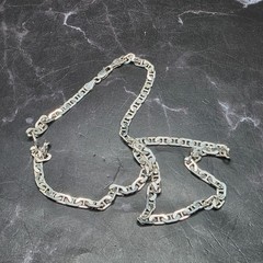 Vtg 1970s Italian 925 Sterling Silver Mariner Anchor Flat Link Chain