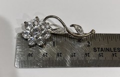 Vintage Rhinestone Flower Brooch Sparkling Clear Stones Silver Tone Pin 2 Inches