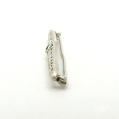 Art Deco 10k White Gold Sapphire Flower Bar Brooch Pin September Birthstone