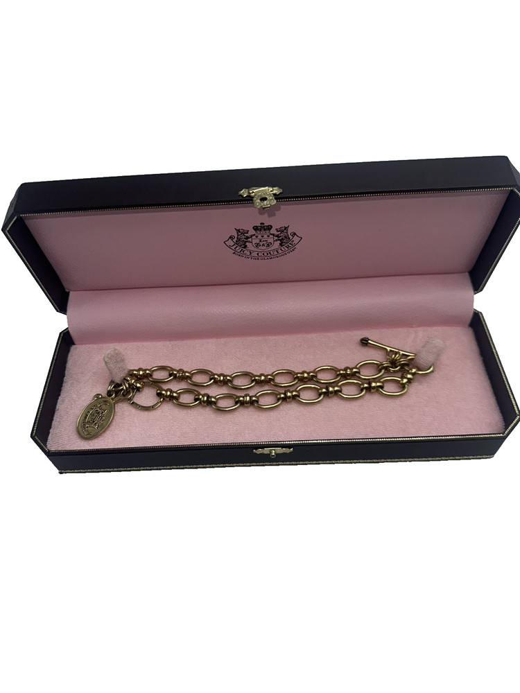 Vintage Juicy Couture Y2K Bracelet Gold Tone Link for Small Wrist in Box