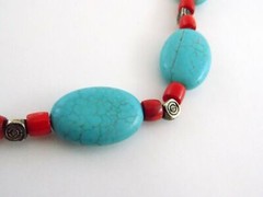 Donna Dresler Southwestern Dyed Howlite Coral Strand Necklace 925 Silver Clasp