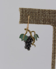 Vintage sterling silver and brass grape cluster vine earrings 1 1/8″ drop dangle