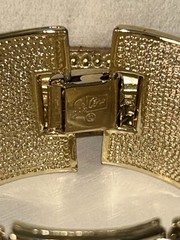 Vintage Coro Pegasus Gold Tone Modernist Panel Bracelet Leaf Textured Wide 6.75”