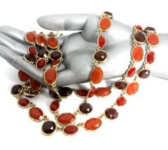 Ann Taylor Georgian Collet Necklace 3 Strand Riviere Anna Wintour Faux Carnelian