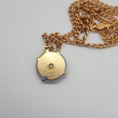 Vintage 40s Blue Cameo Necklace Gold Tone Chain Unique Collectors Piece