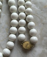 Vintage Monet White Glass Acrylic & Gold Tone Wire Strung Bead Necklace Lot