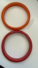 Vintage Bakelite Bangle Bracelet Set, Red and Orange