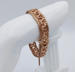 Vintage ~ Rhythm 12K Gold Filled Wide Double Link Bracelet / Safety Chain ~ 7.25