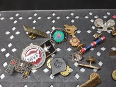 Lot Over 40 Pins Mostly Military Pins Militaria Lot AAB 16