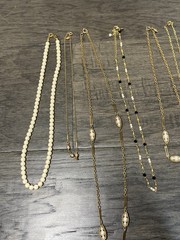 Vintage Lot of 6 Gold Tone Necklaces with Faux Pearls Jewelry