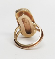 HALF-BILLION-YEAR-OLD PREHISTORIC CRICO COSMIA FOSSILIZED WORM IN 14K GOLD RING