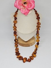 Cognac Amber Nugget Bead Necklace 25″ Long