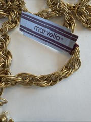 Vintage NWT Marvella Gold-Tone Faux Pearl Necklace Tassle Chain 42″