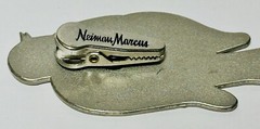 Vintage Neiman Marcus Silver Tone White Enameled Bird Scarf Clip 3.5 In