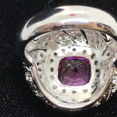 Vintage Signed LL 925 Sterling Silver Pink Topaz Cubic Zirconia Ring sz 7