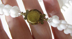Vintage White Milk Glass Necklace Molded Cloud Bubble Beads Slide Clasp